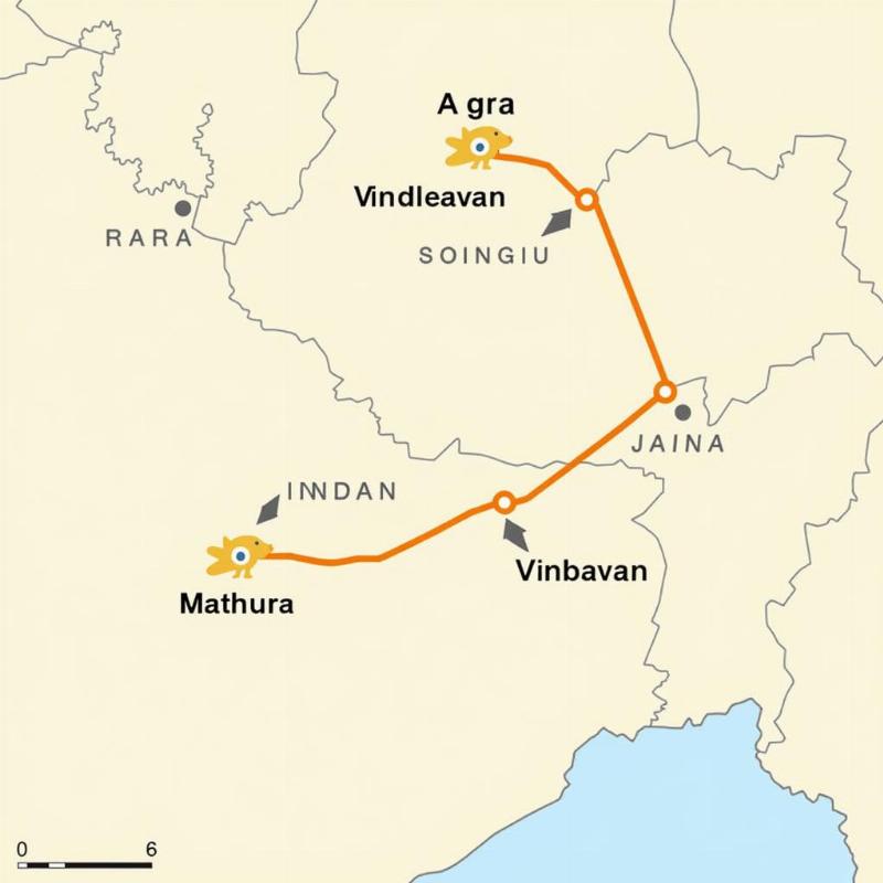 Agra Mathura Vrindavan Tour Map