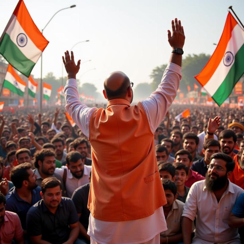 Amit Shah addressing a large election rally