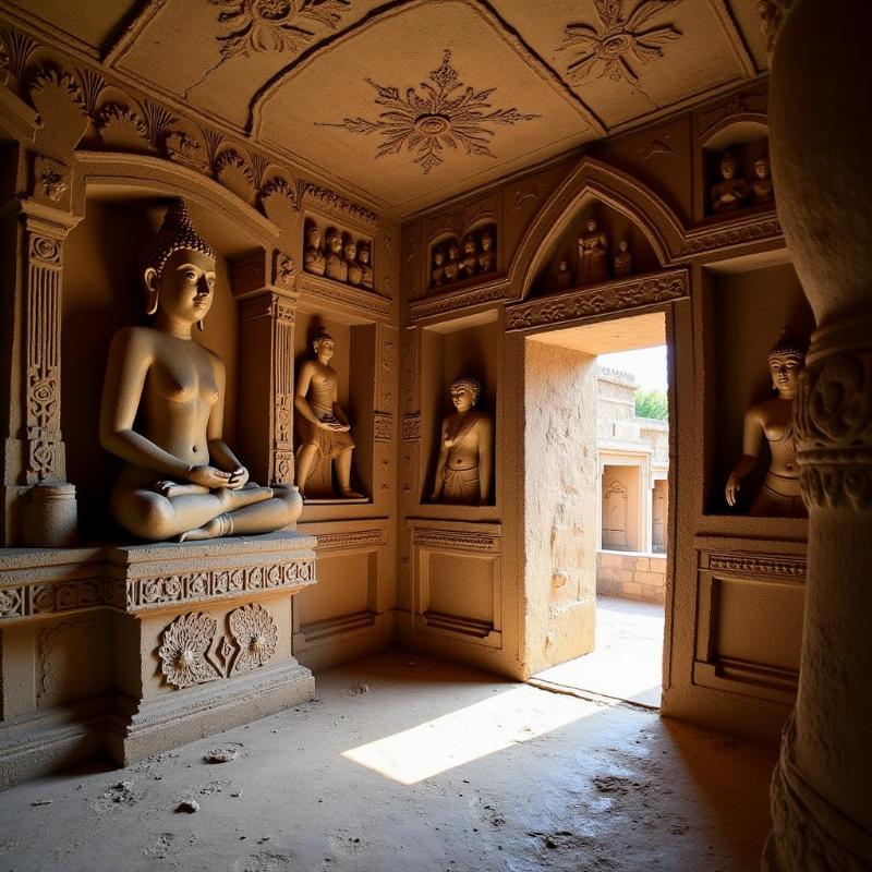 Exploring the ancient Buddhist cave temples in Kamshet, showcasing intricate carvings and sculptures.