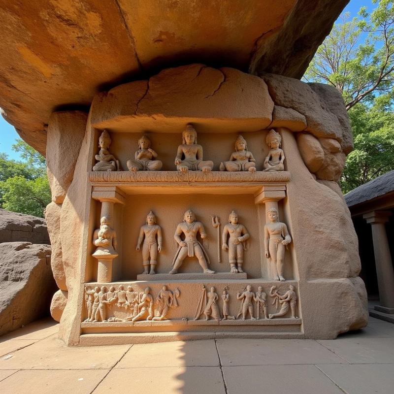 Arjuna's Penance Bas-Relief Carving Mahabalipuram