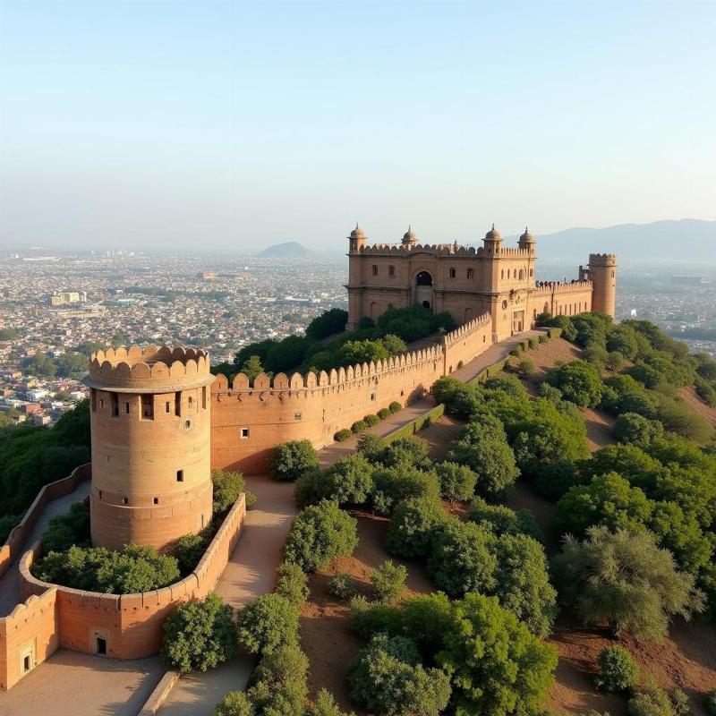 Badnore Fort overlooking Bhilwara City in Rajasthan, India