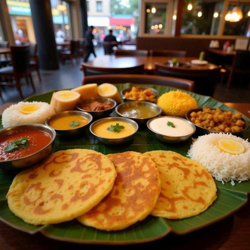 A colorful and delicious South Indian thali served in Connaught Place.