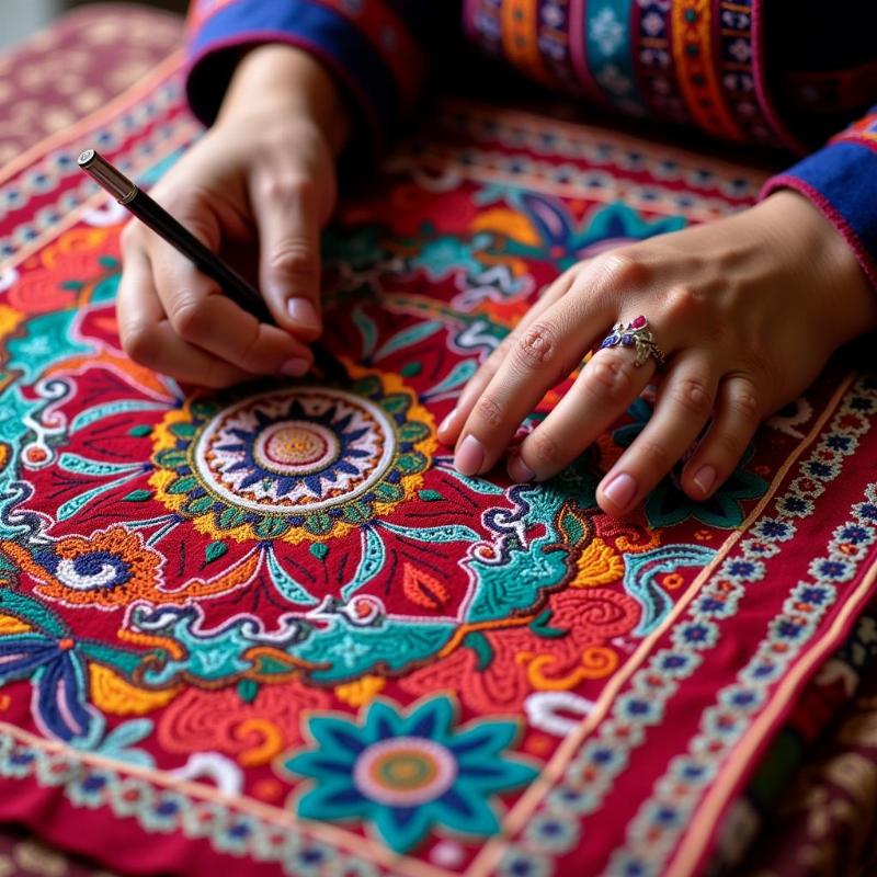 Traditional Chamba Rumal embroidery