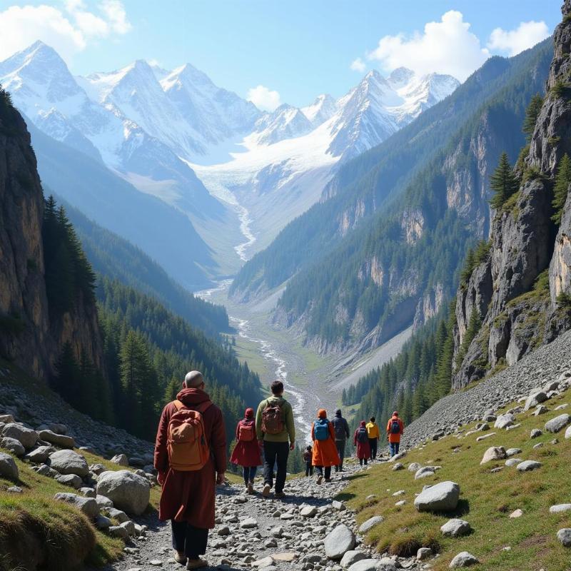 Pilgrims undertaking the Chardham Yatra