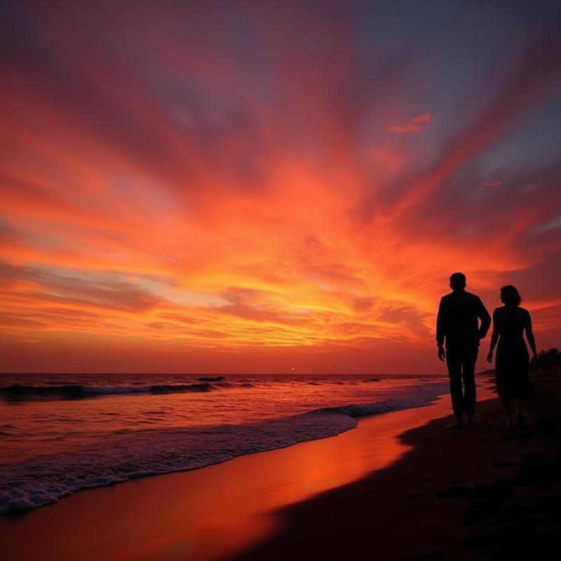 Chennai Beach Sunset at Dusk