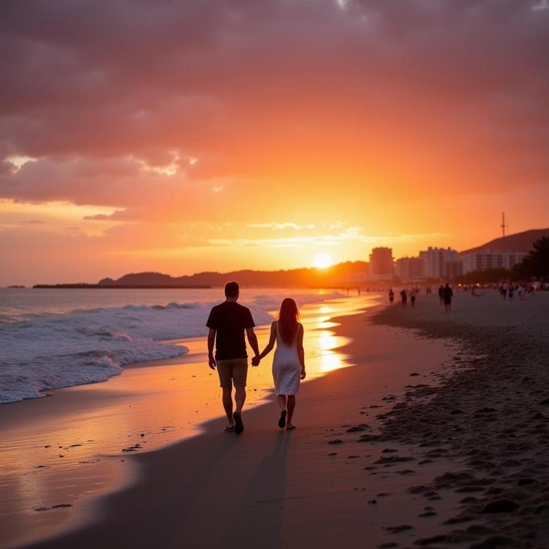 Chennai Marina Beach Couple Sunset