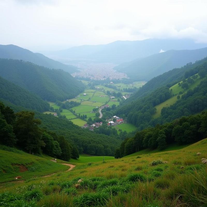 Cherrapunji panoramic view of lush green valleys and misty mountains