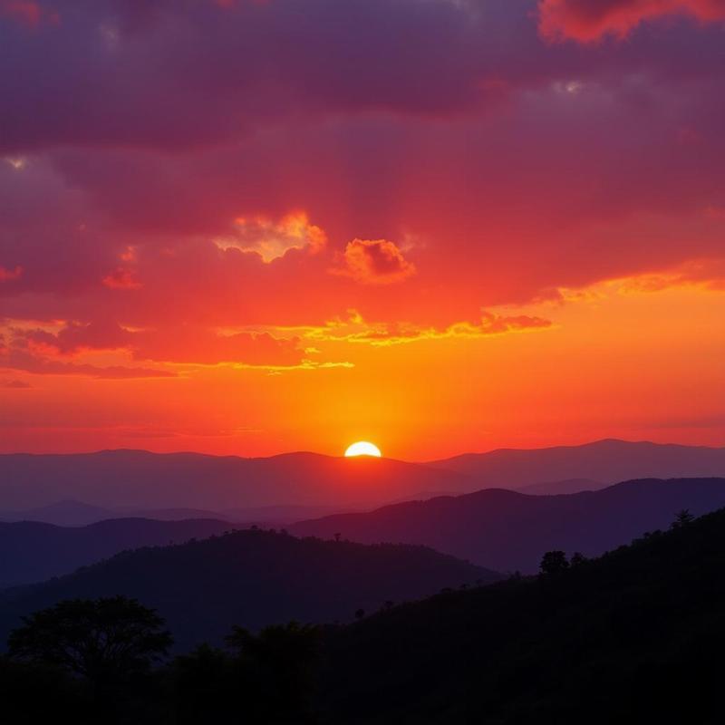 Scenic sunset view in Chikmagalur