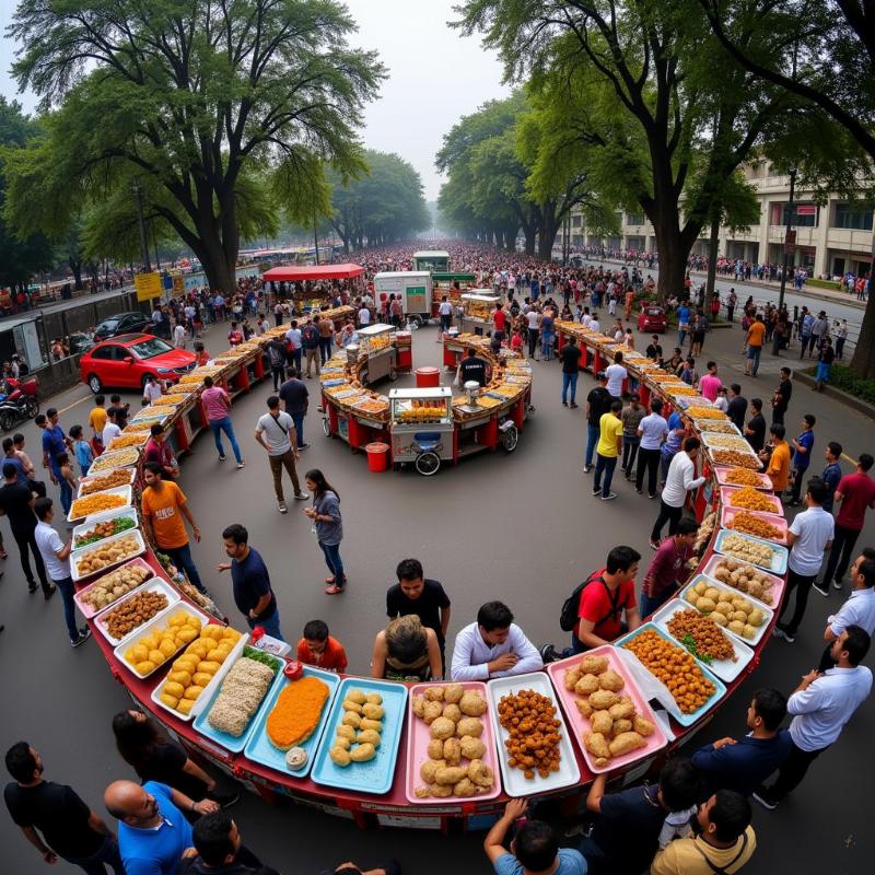 Bustling Street Food Stalls in Connaught Place