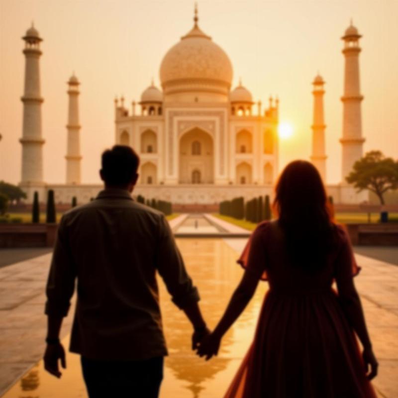 Couple Holding Hands at the Taj Mahal