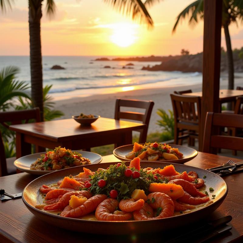 Fresh seafood dishes at a Daman restaurant with ocean view