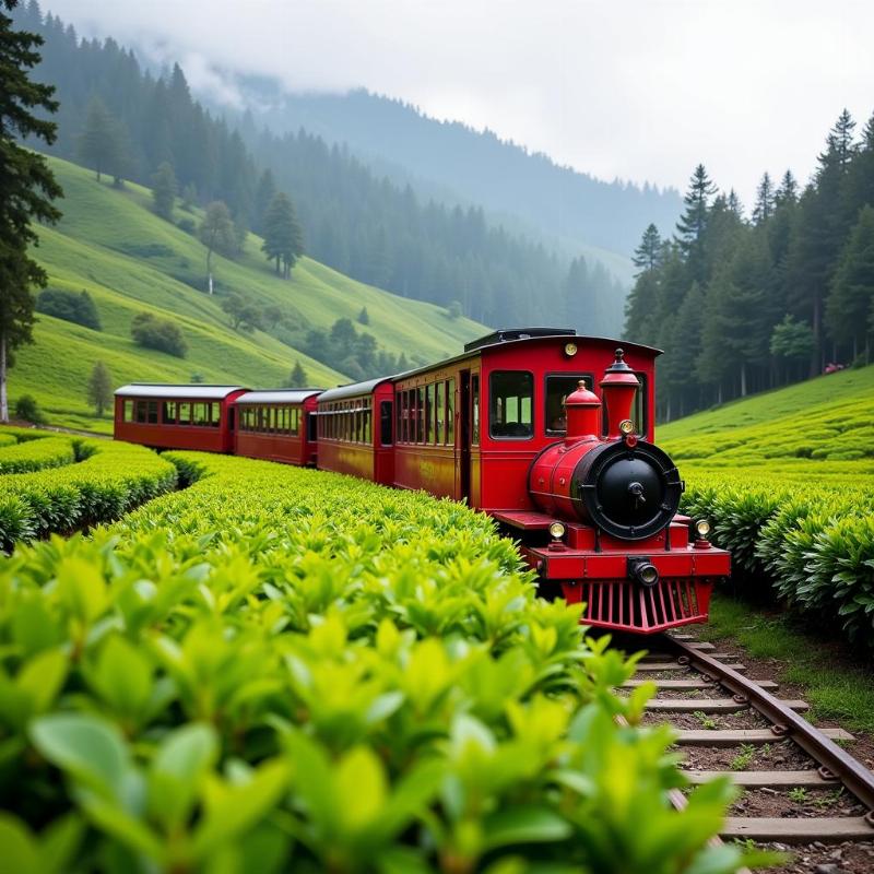 Darjeeling Toy Train amidst Tea Gardens