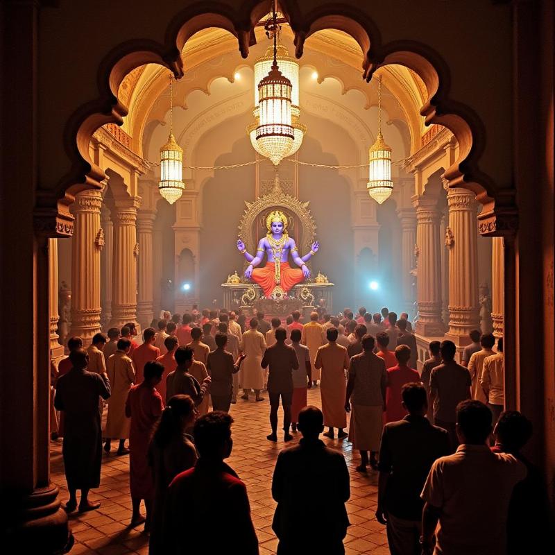 Devotees at Datta Temple in Maharashtra