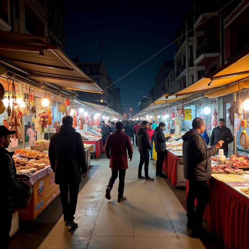 Shopping at a vibrant night market in Delhi