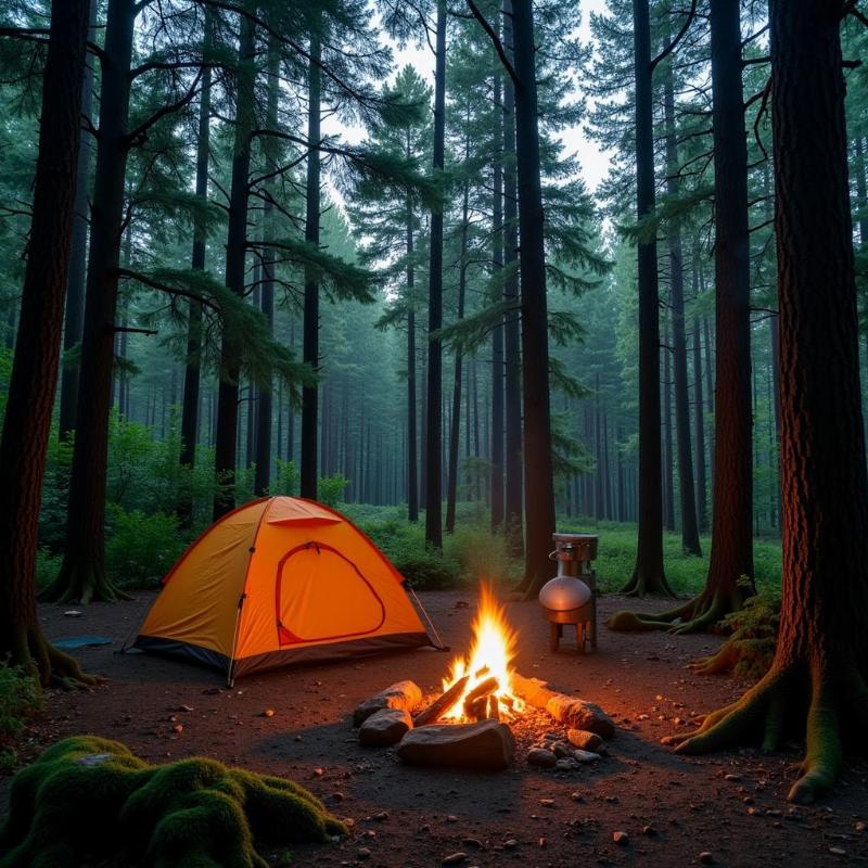 Camping in a Deodar Forest