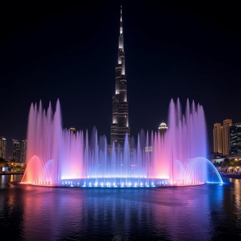 Dubai Fountain Show with Burj Khalifa