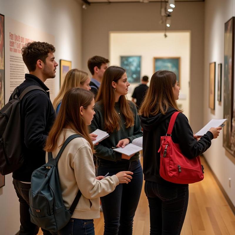 Students exploring a museum on an educational tour