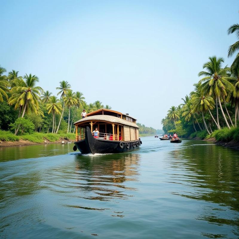 Scenic boat tour on the Ernakulam backwaters