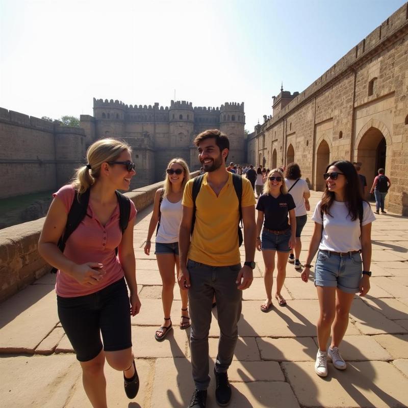 Exploring the majestic Golconda Fort with friends in Hyderabad