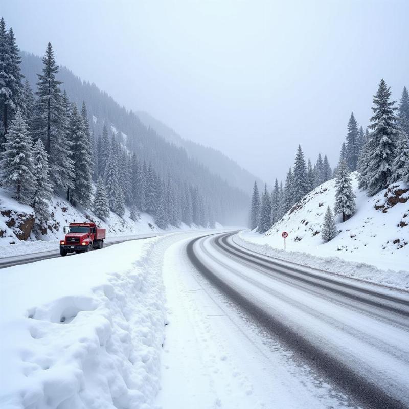 Road closure due to snowfall in Kashmir during February