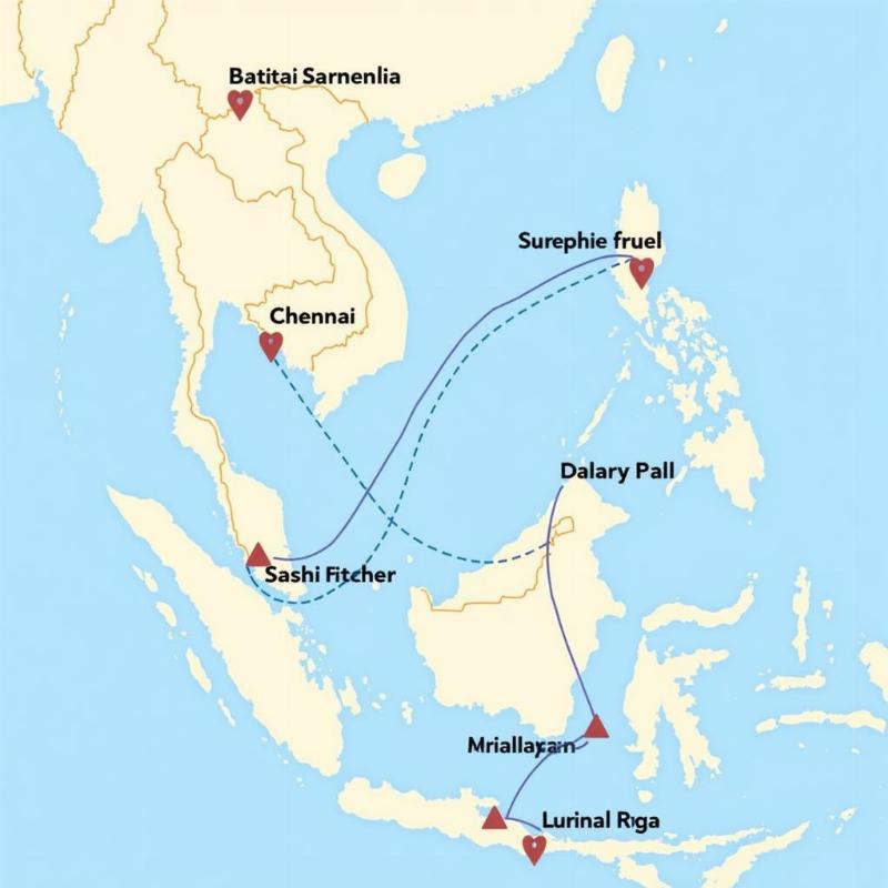 Flight Route Map Chennai to Malaysia