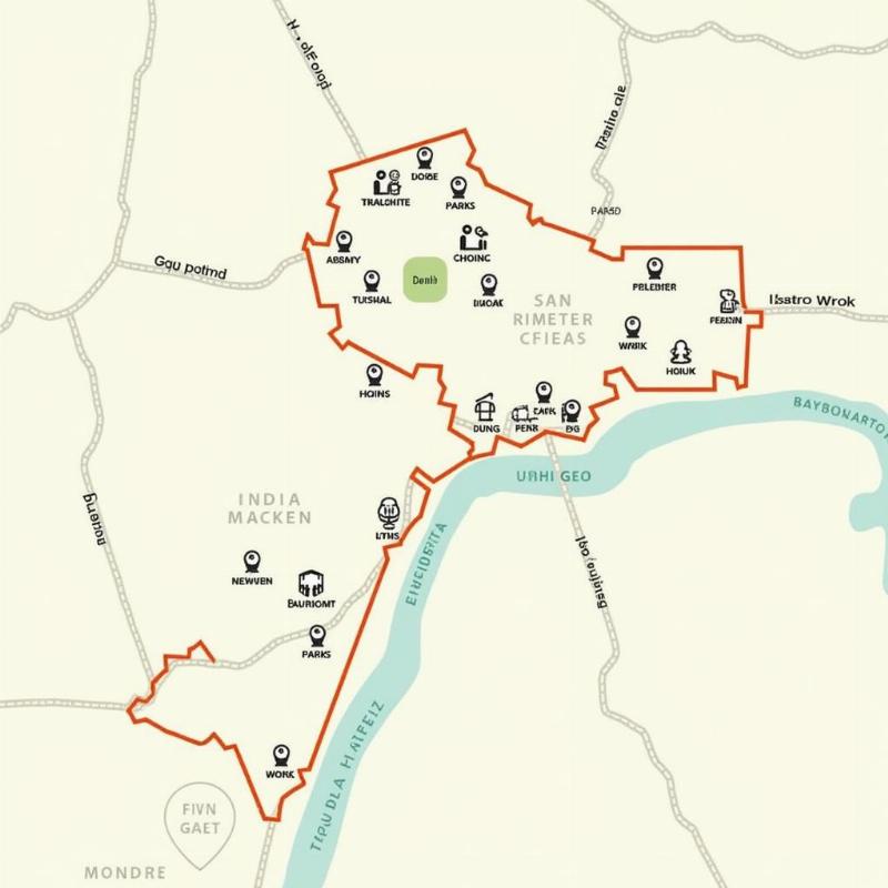 Map of potential gay cruising areas in Delhi