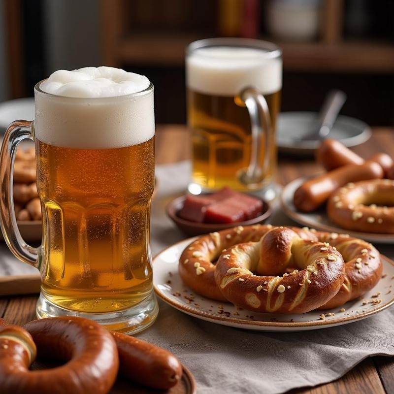 German Food Beer Pretzels Sausage