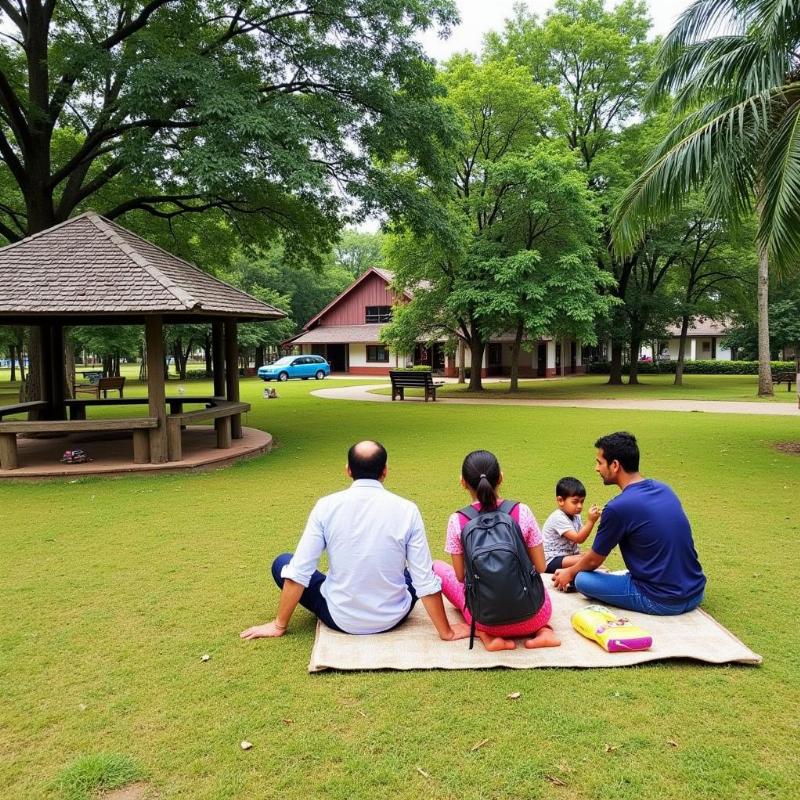 Golaghat District Museum Picnic Area: Families relaxing and enjoying their picnic in the park surrounding the museum.