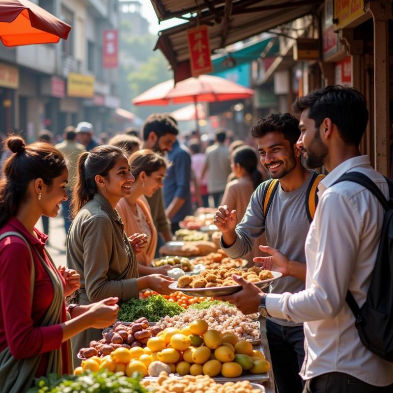 Happy tourists exploring Maharashtra with a guide