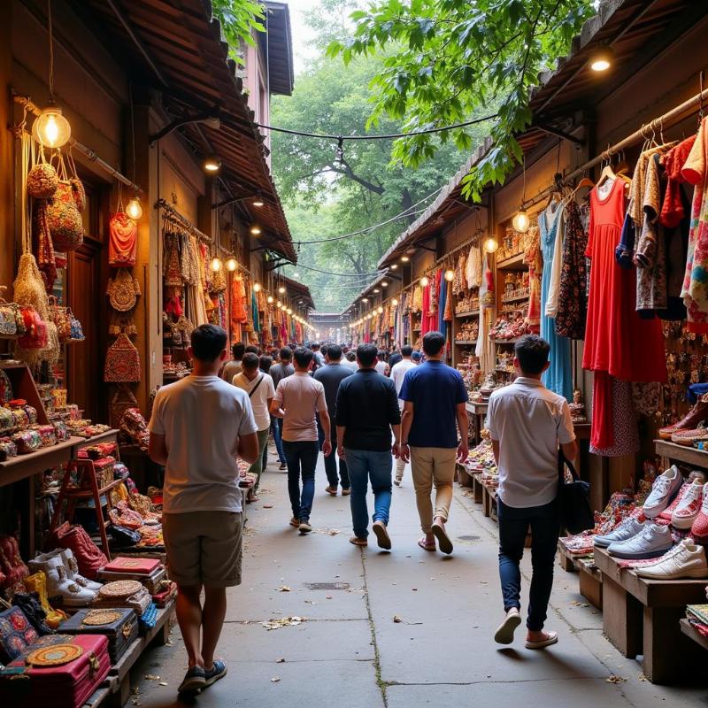 Shopping in Hauz Khas Village boutiques showcasing unique clothing and accessories.