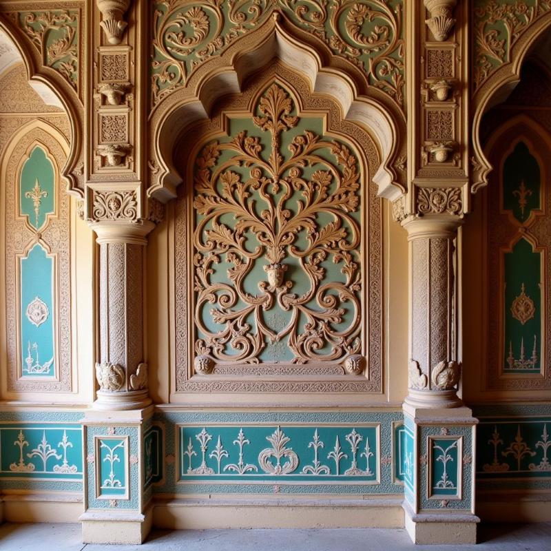 Haveli Nadine in Jhunjhunu, showcasing intricate carvings and ornate frescoes, a testament to Rajasthani artistry.