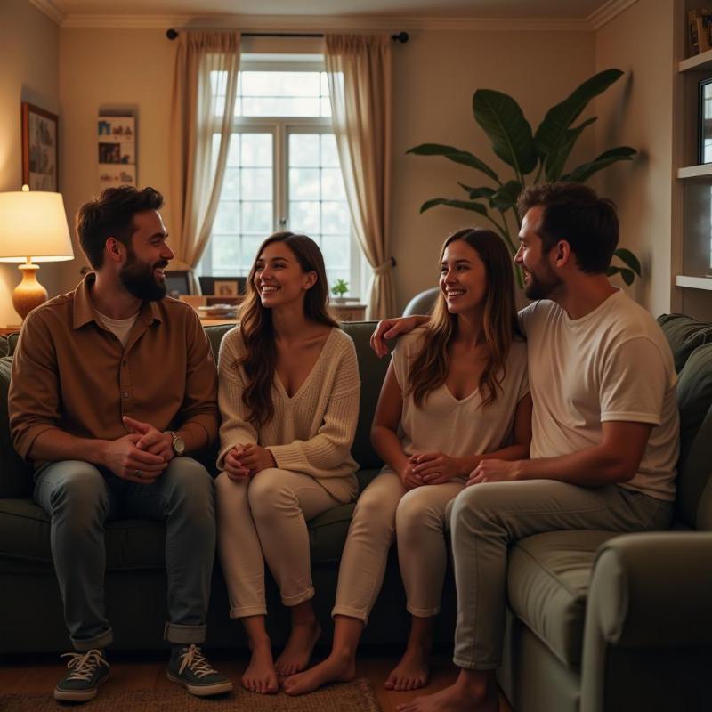 Family gathering in a cozy living room