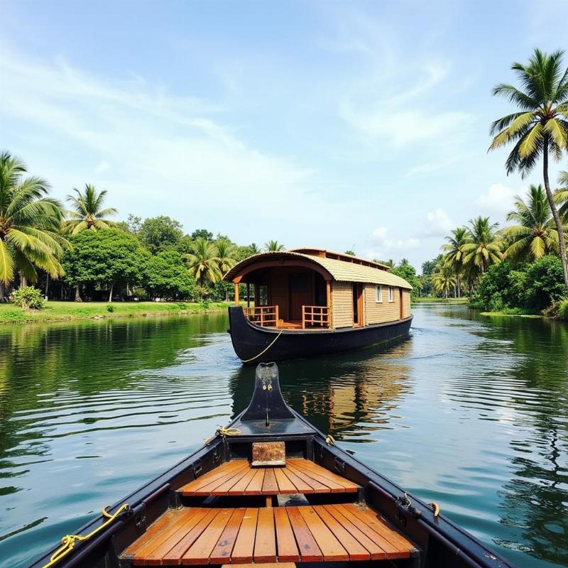 Houseboat on the backwaters of Alleppey, Kerala, India