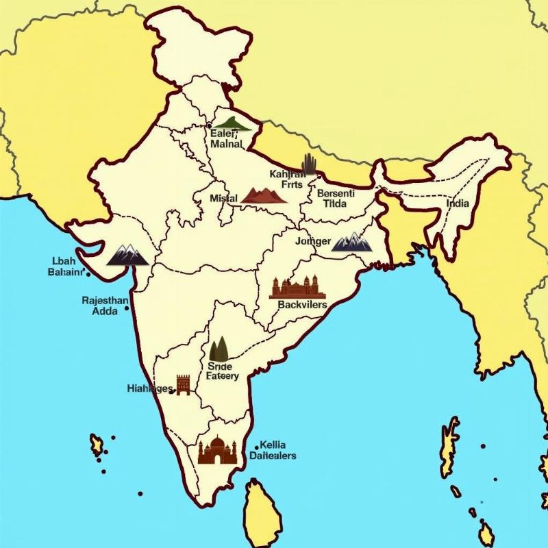 India Travel Destinations Map