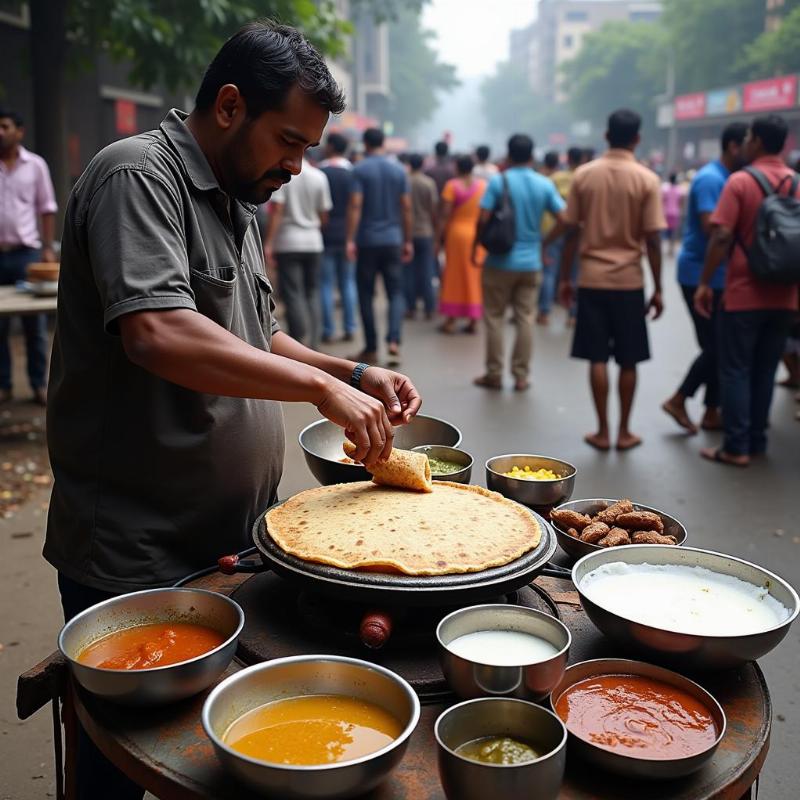 Street food breakfast in Kalyan Nagar