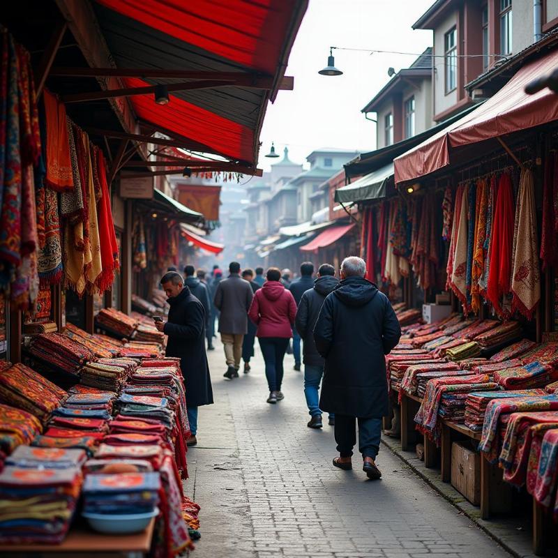 Shopping in a Local Market in Kashmir during March