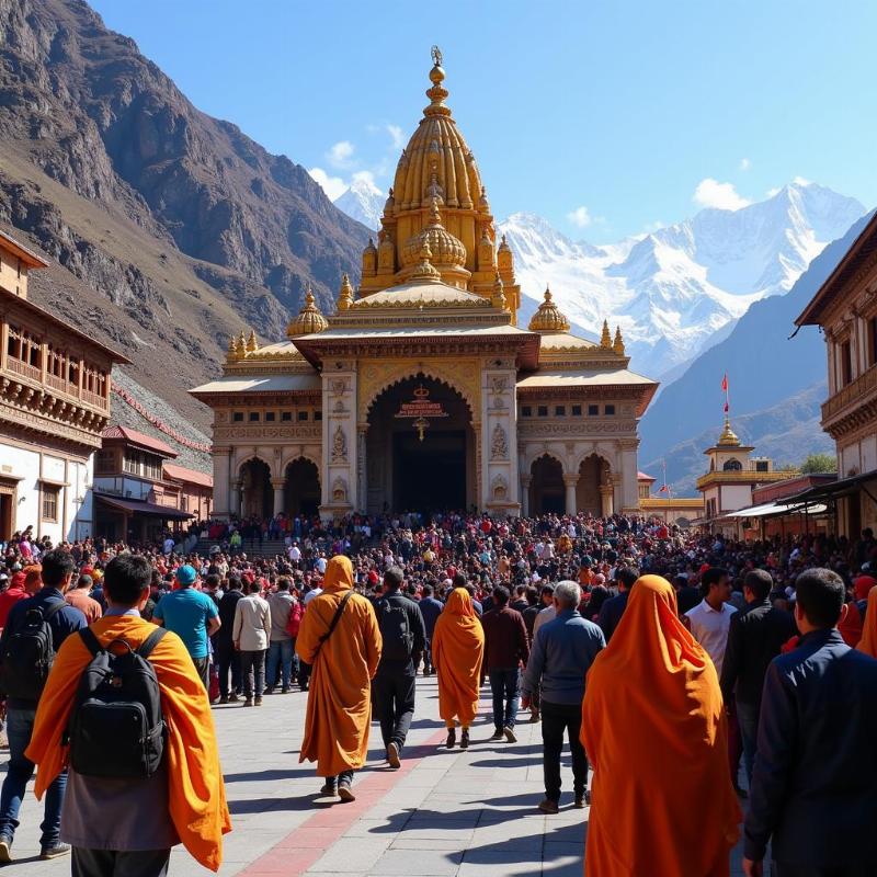 Kedarnath Temple Entrance Pilgrims