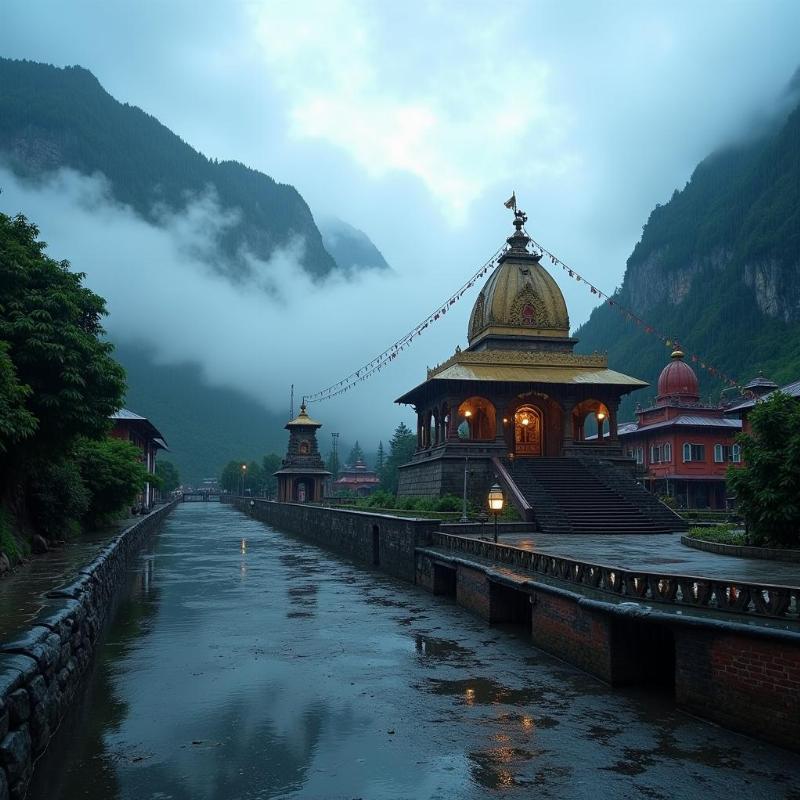 Kedarnath Temple in Monsoon