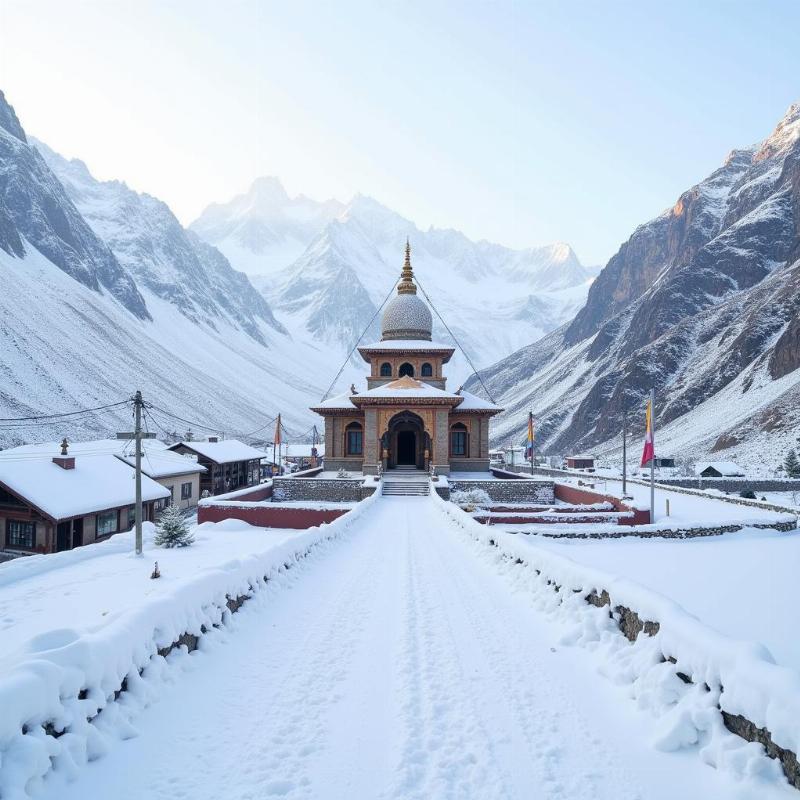 Kedarnath Temple Covered in Snow