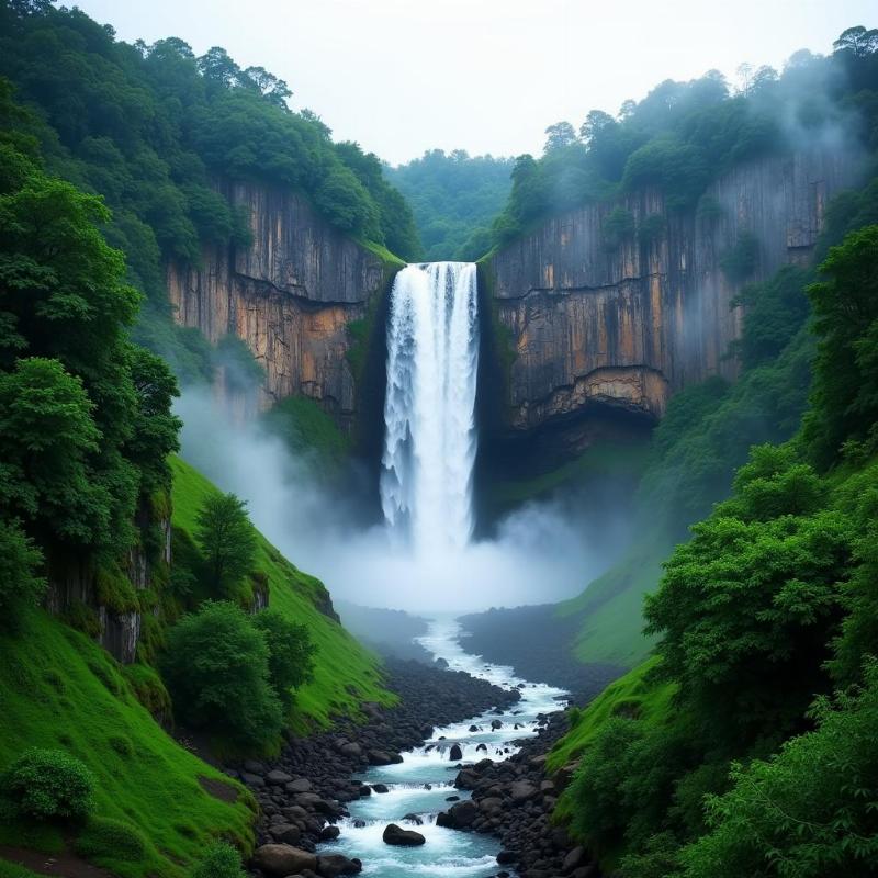 Kerala Kundu Waterfalls During Monsoon Season