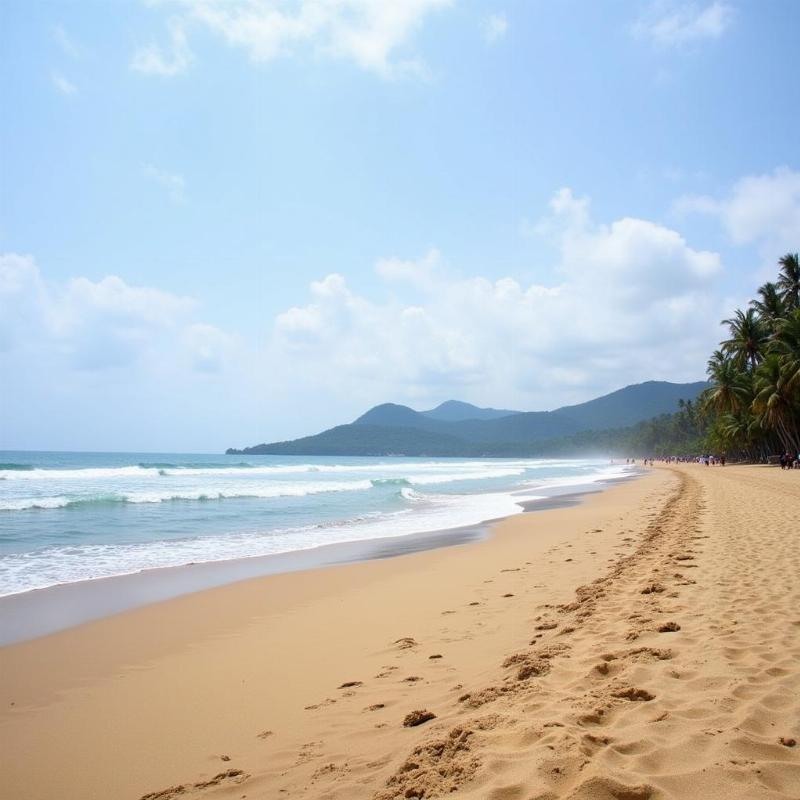 A serene, less crowded beach in Kerala during May, highlighting the peacefulness of the shoulder season.