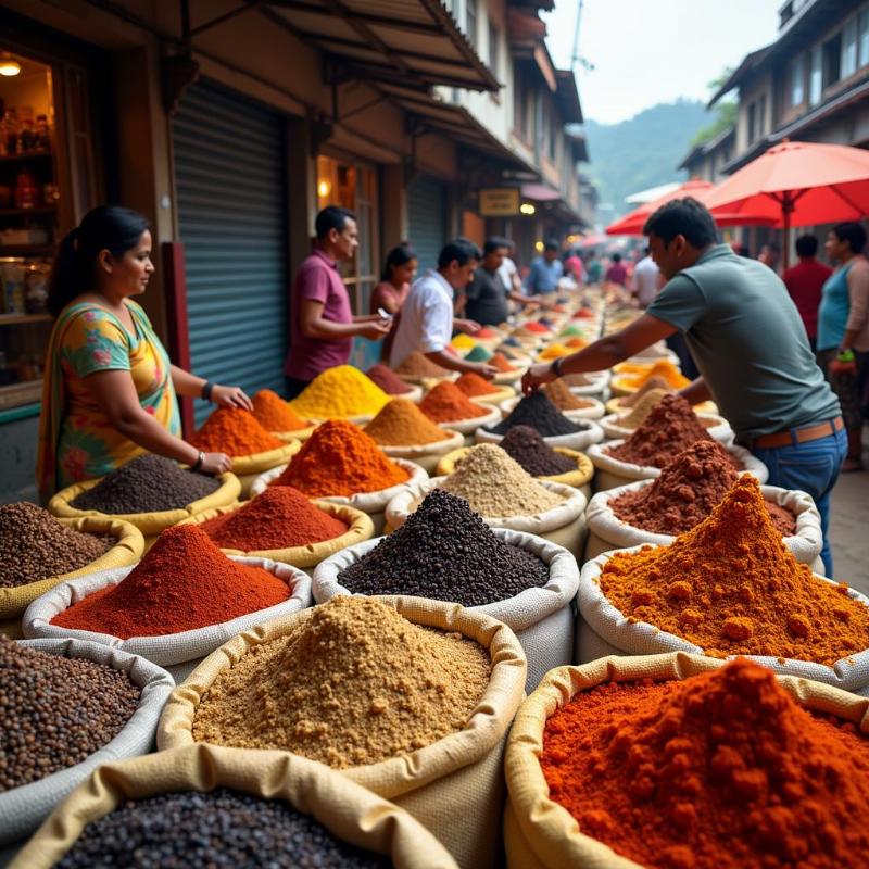 Shopping in a Kerala Spice Market