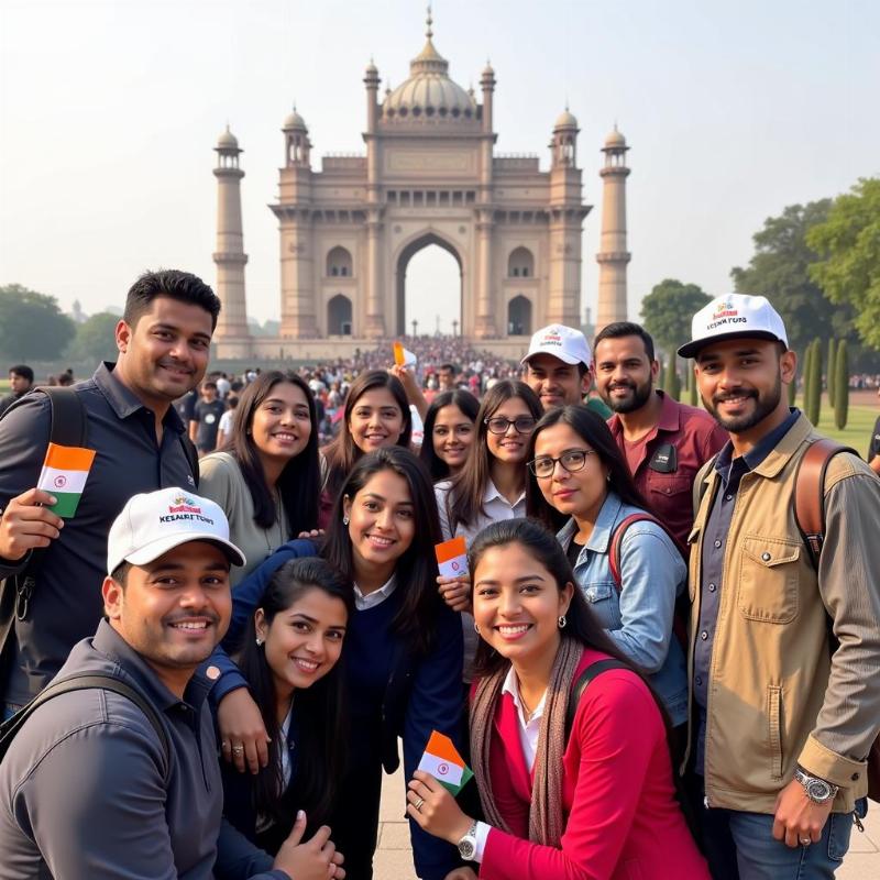 Group of Indian tourists enjoying a Kesari Tours international trip