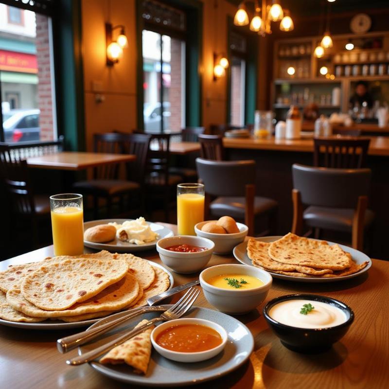 Traditional Indian Breakfast Spread in Khan Market