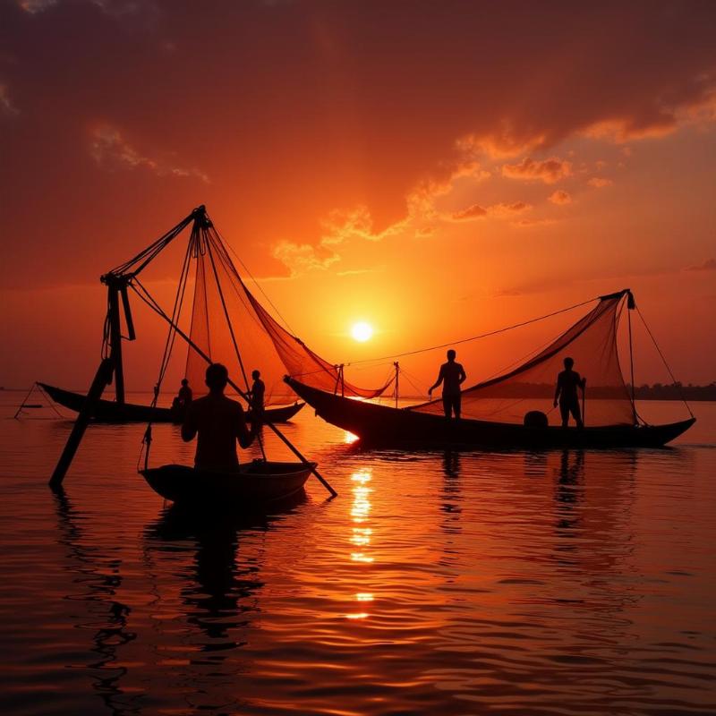 Sunset at Kochi Chinese Fishing Nets