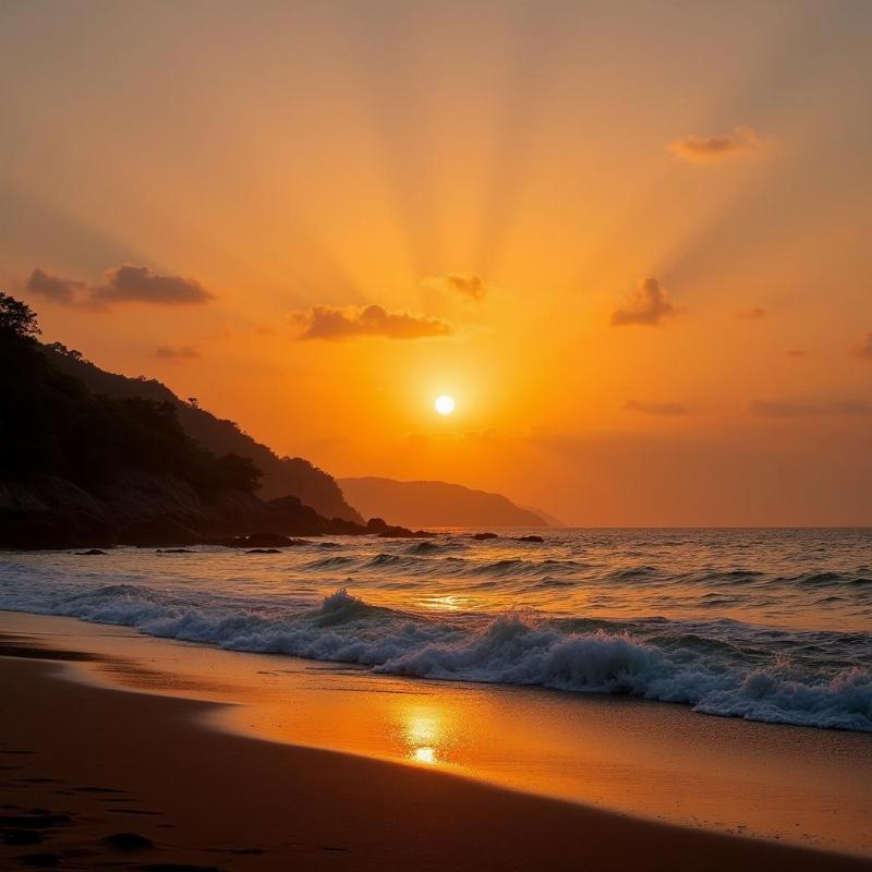 Sunset over the Arabian Sea on the Konkan Coast