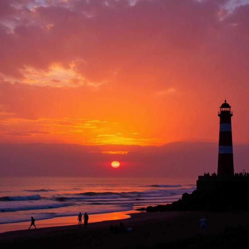 Kovalam Lighthouse Beach Sunset View