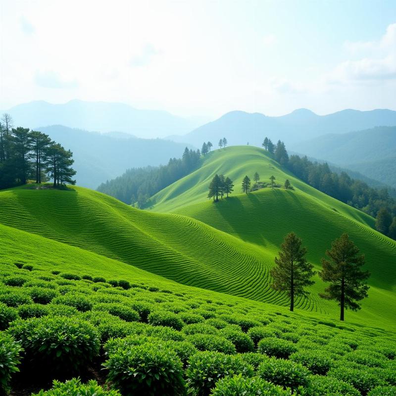 Lush green tea gardens in Kurseong