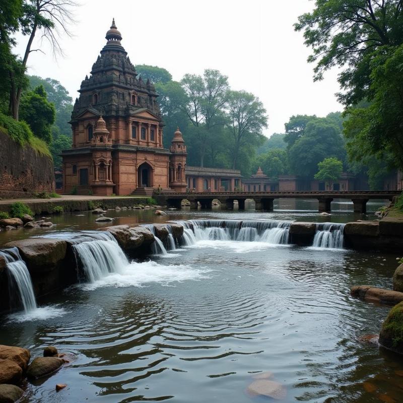 Laxminarayan Temple Waterfall flowing serenely near the Laxminarayan Temple in Rayagada, Odisha