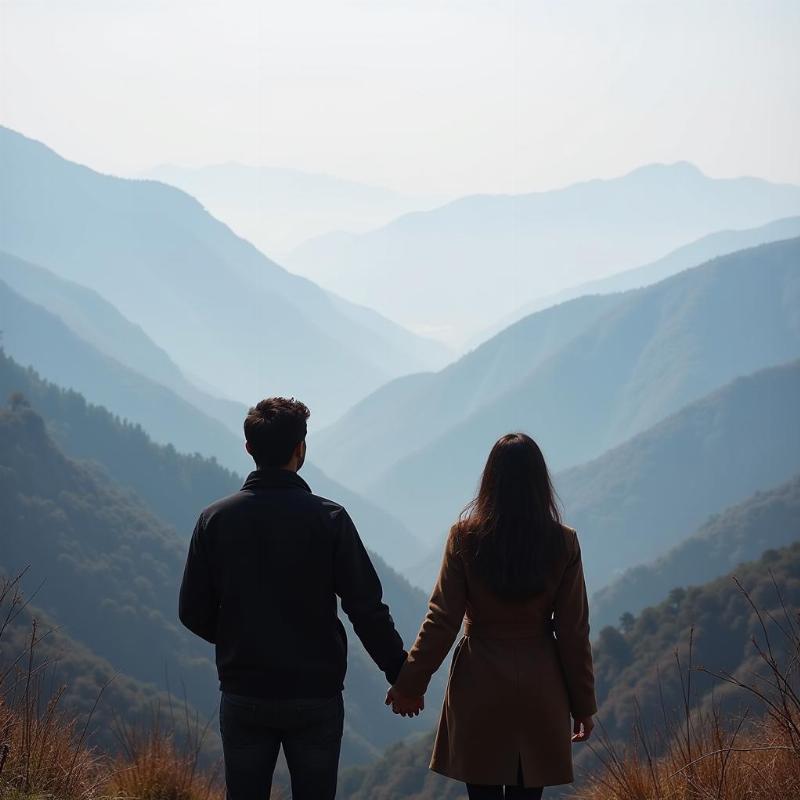 Couple enjoying the winter scenery in Mahabaleshwar